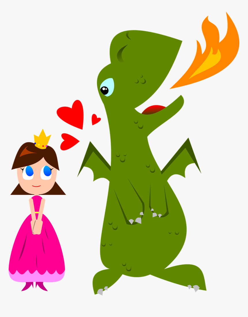 Cartoon Princess And Dragon, HD Png Download, Free Download