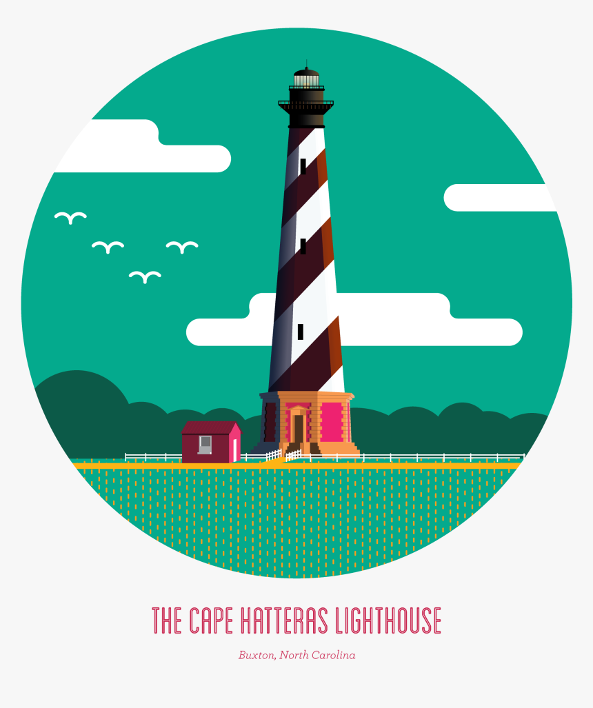 In These Vector Illustrations, I Sought To Capture - Hatteras Lighthouse Graphic Png, Transparent Png, Free Download