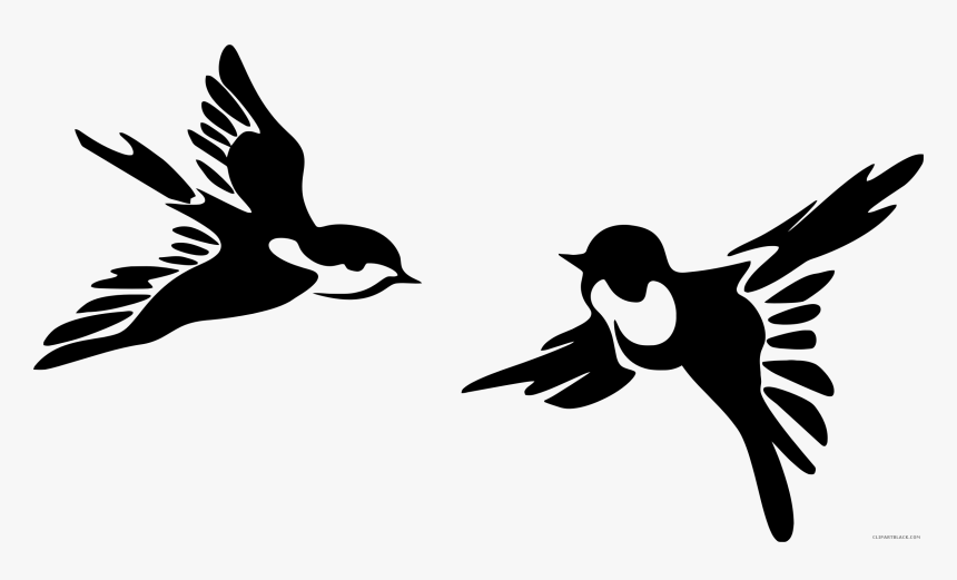 Stylized, Birds, Flying, Animal, Silhouette, Flight - Two Birds Flying Silhouette, HD Png Download, Free Download