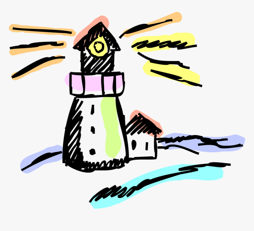 Vector Illustration Of Lighthouse Beacon Emits Light, HD Png Download, Free Download