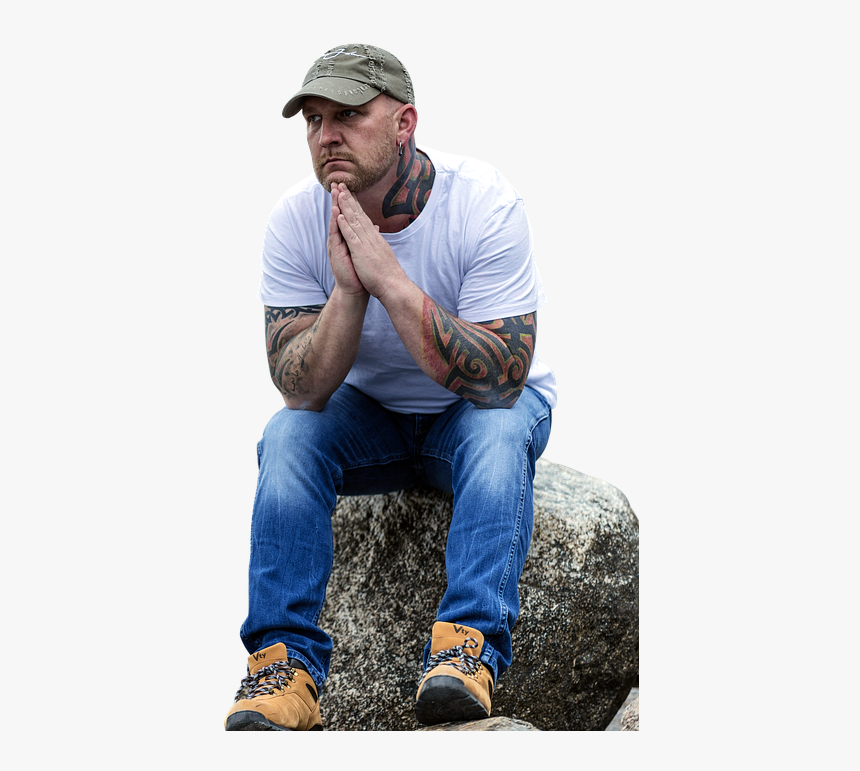Isolated, Man, Sitting, Rock, Male, Person, People - Guy Sitting Sad Png, Transparent Png, Free Download