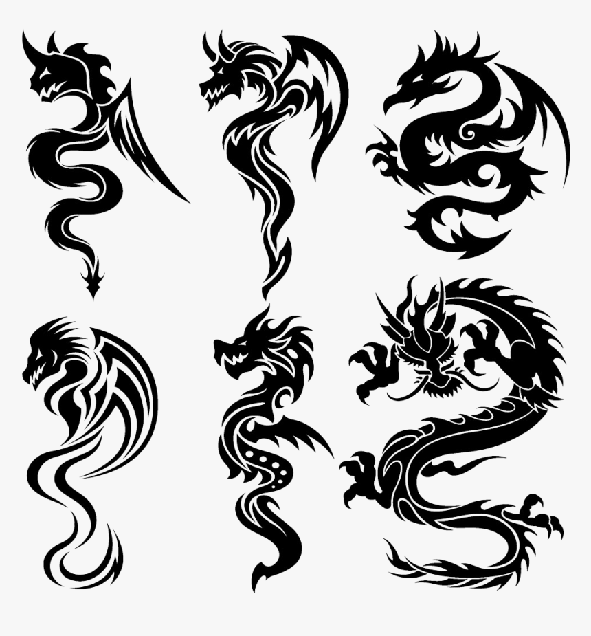 Tattoo Vector Tribe Chinese Dragon Free Clipart Hd - Small Dragon Tattoo, HD Png Download, Free Download