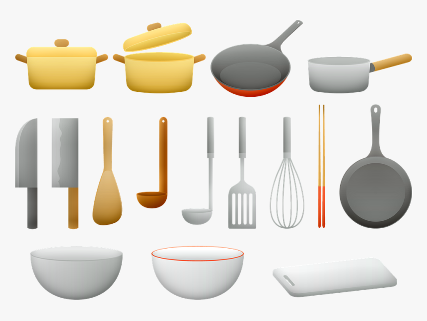 Pots And Pans, Kitchen Utensils, Cooking, Chef, Pot - 10 Kitchen Utensils And Their Uses, HD Png Download, Free Download