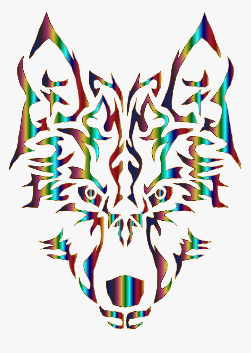 Chromatic Symmetric Tribal Wolf 3 No Background Clip - Wolf Logo No Background, HD Png Download, Free Download