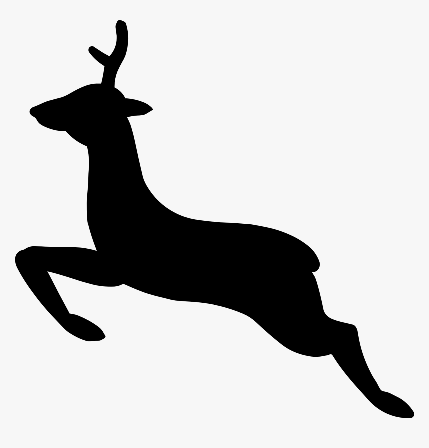 Free Deer Head Silhouette Clip Art - Black And White Reindeer Clipart, HD Png Download, Free Download