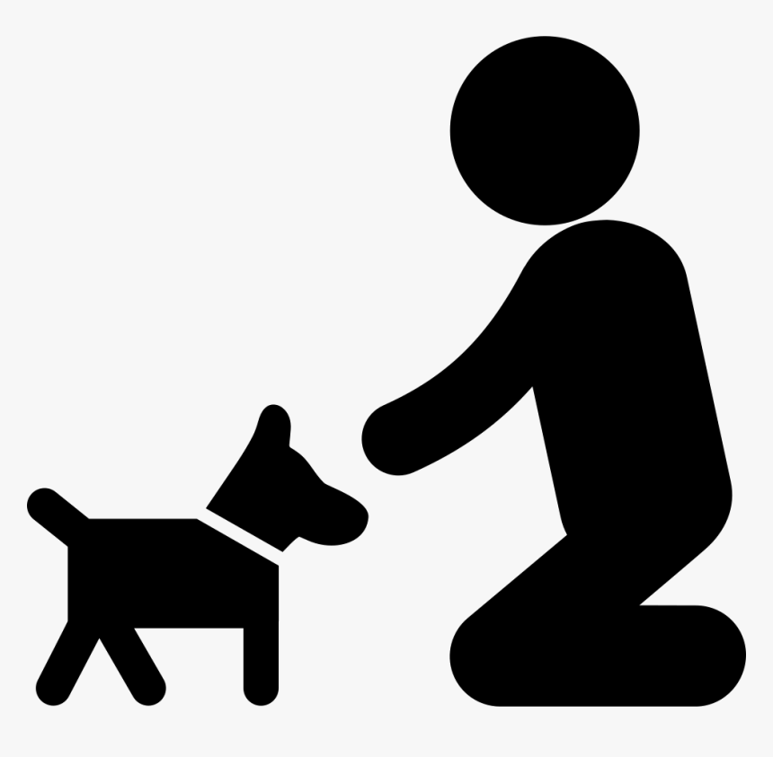 Man On His Knees To Cuddle His Dog - Dog And Man Icon, HD Png Download, Free Download