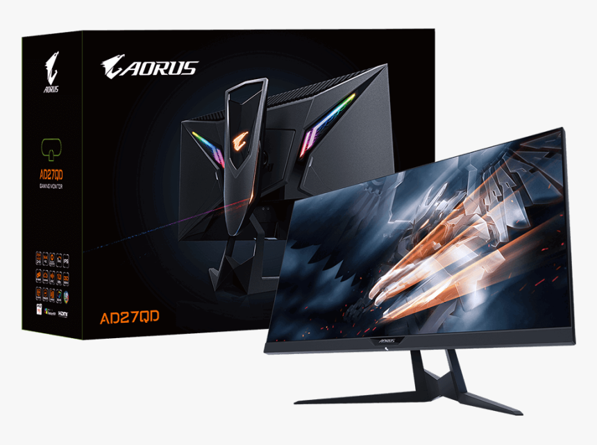Transparent Lcd Monitor Png - Aorus Ad27qd Monitor, Png Download, Free Download