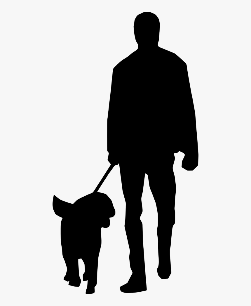 Transparent People Clipart Silhouette Walking - Man Walking Dog Silhouette, HD Png Download, Free Download