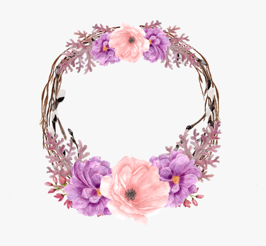 Vector Free Lavender Clipart Decorative Wreath - Purple Flower Wreath Clipart, HD Png Download, Free Download