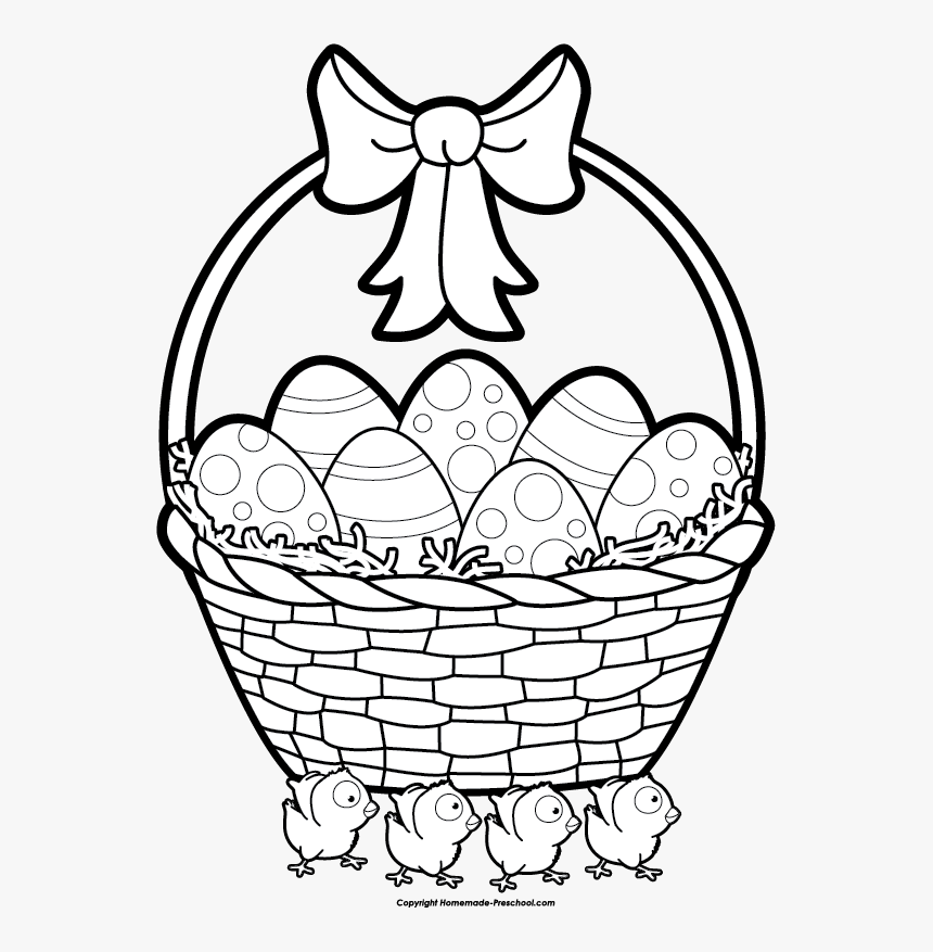 Apple Basket Clipart - Easter Black And White Clipart, HD Png Download, Free Download