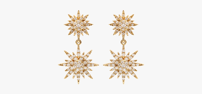 Gold And Diamonds Sun Earrings - Gold Sun Earrings Png, Transparent Png, Free Download