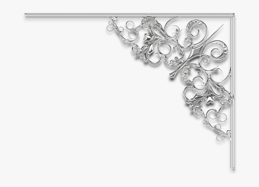 Corner, Frame, Divider, Silver, Filigree, Wedding - Silver Wedding Frame Png, Transparent Png, Free Download