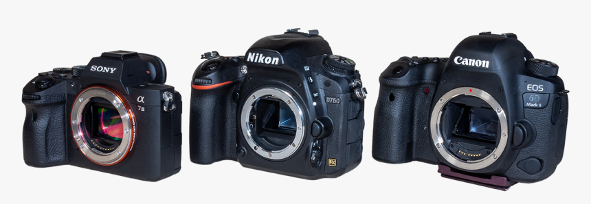 Camera Trio The A7iii, Nikon D750, And Canon 6d - A7 Iii Vs D750, HD Png Download - kindpng