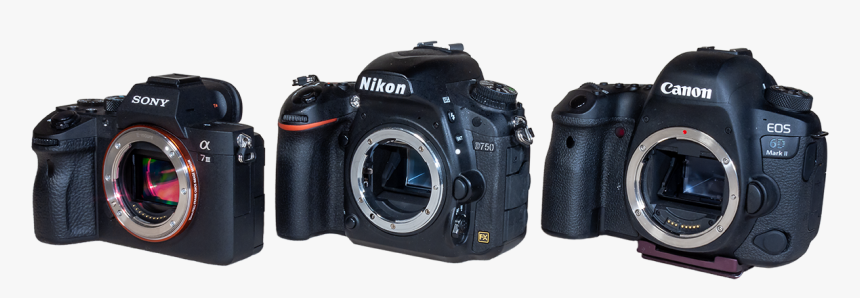 Camera Trio The Sony A7iii, Nikon D750, And Canon 6d - A7 Iii Vs D750, HD Png Download, Free Download