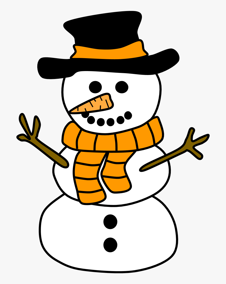 Snowman Png No Hat - Snowman Clipart Black And White, Transparent Png - kin...