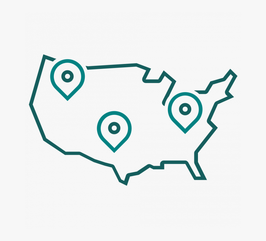 A Map Showing The Us With Pins In It - Us Map With Pins Icon, HD Png Download, Free Download