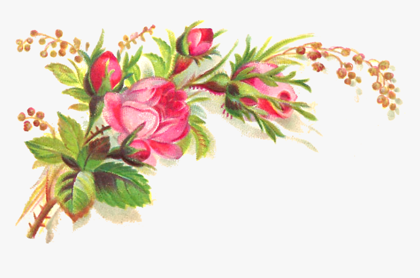Rose Corner Clipart - Transparent Background Pink Flowers Png, Png Download, Free Download