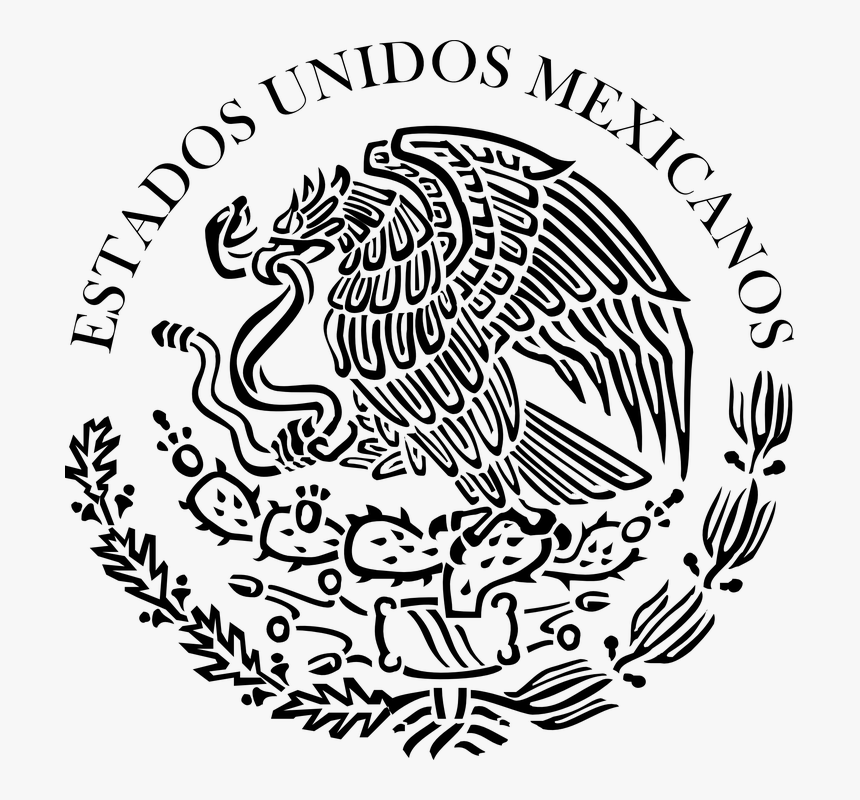 Sello, Bandera, Águila, Emblema, Gobierno, Escudo - Mexico Flag Eagle Black  And White, HD Png Download - kindpng