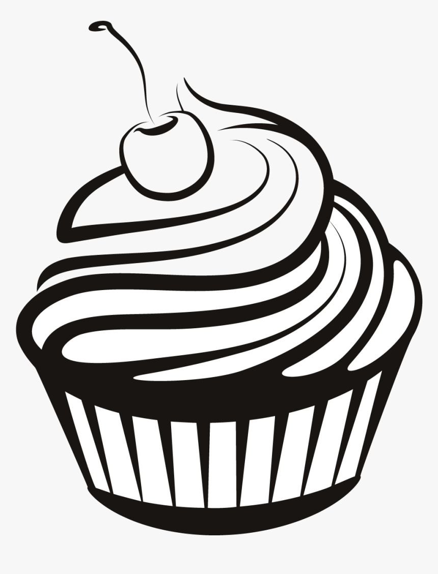 Cupcake Black And White Drawings Cupcakes Clipart Transparent - Cupcakes Black And White, HD Png Download, Free Download