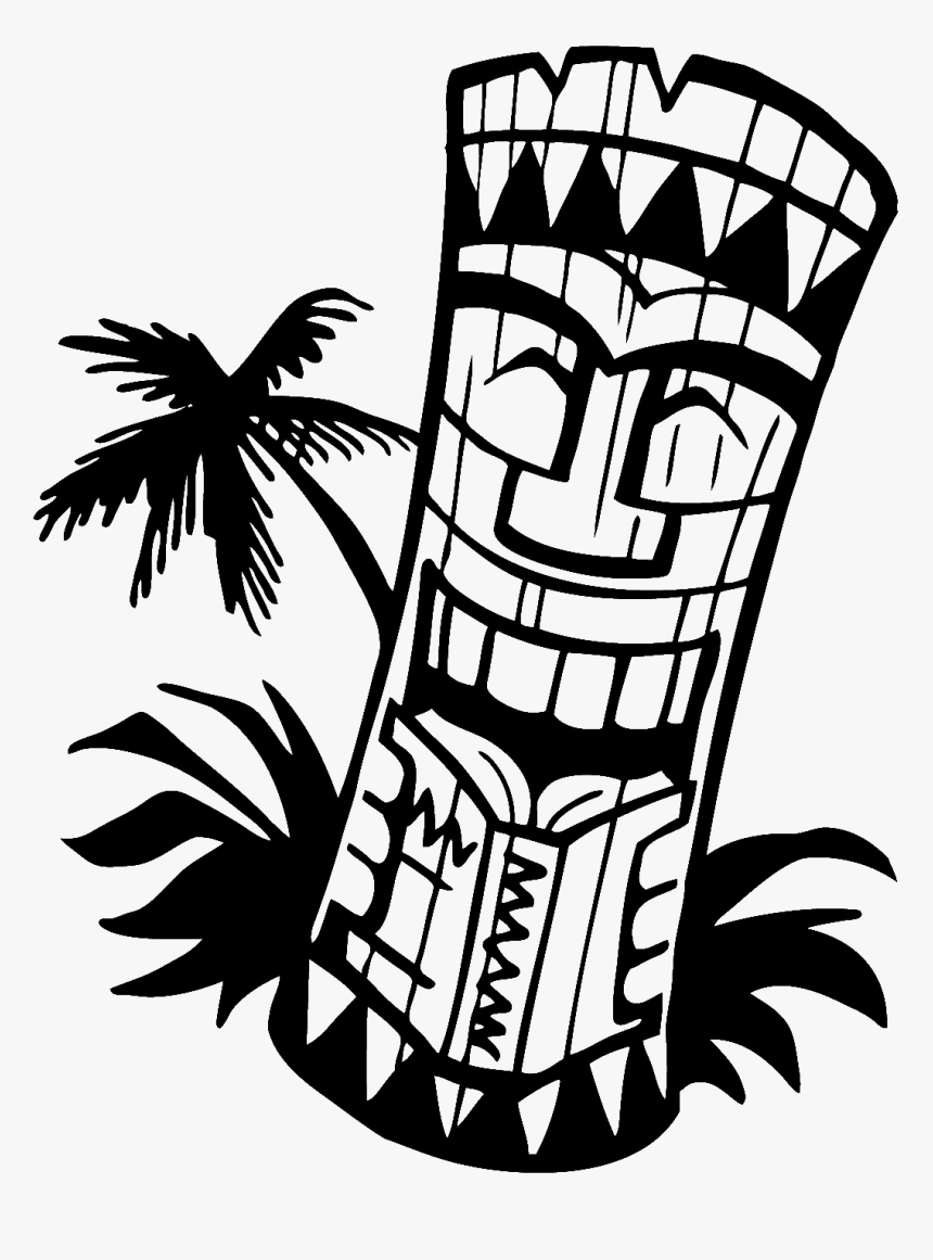 Hawaiian Tiki Clip Art Black And White - Tiki Black And White, HD Png Download, Free Download