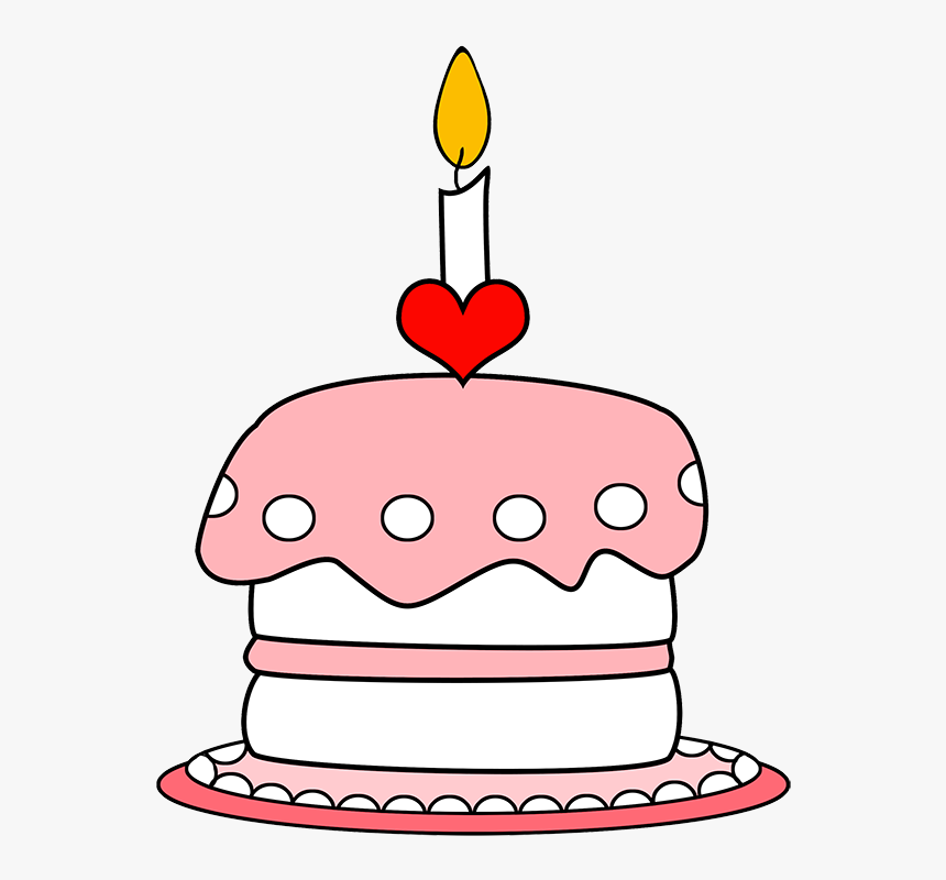Pink Birthday Cake With One Candle - Birthday Cake One Candle, HD Png Download, Free Download