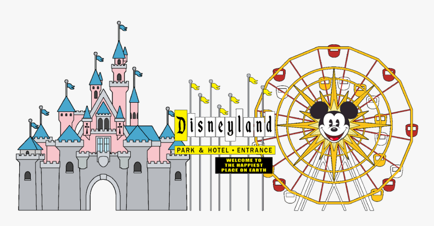 Castle Clip Disney Land - Disneyland Castle Drawing, HD Png Download, Free Download
