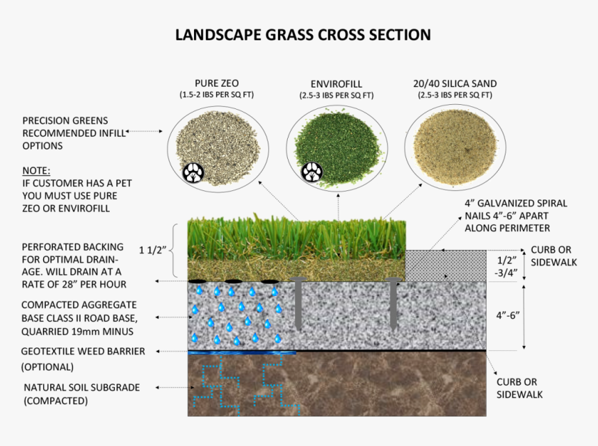 Landscape Grass Cross Section The Art Of Synthetic - Cross Section Of Artificial Turf, HD Png Download, Free Download