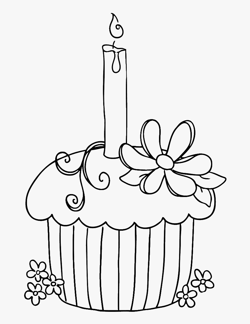 Coloring Clipart Cupcake - Birthday Coloring Pages Free, HD Png Download, Free Download