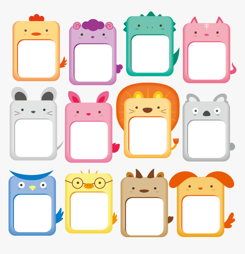 Cute Animals Frame Collection Animal Drawing Clipart - Cute Animal Photo Frame, HD Png Download, Free Download