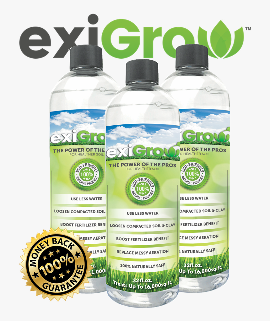 Exigrow 3 Bottles With Logo And Guarantee Wo Background - Plastic Bottle, HD Png Download, Free Download