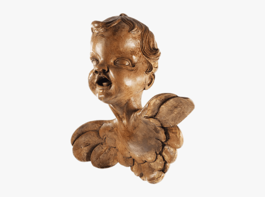 Wooden Cherub Head - Bronze Sculpture, HD Png Download, Free Download