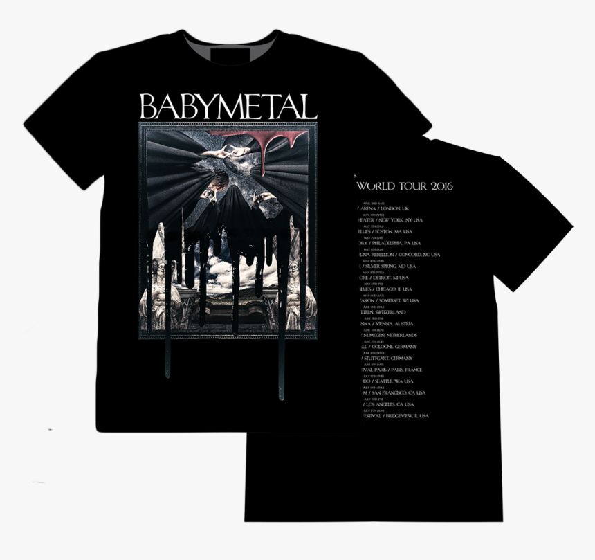 Babymetal T Shirts Uk - World Tour Babymetal T Shirt, HD Png Download, Free Download