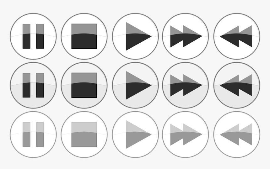 Transparent Play Button Png White - Player Buttons Icons Png, Png Download, Free Download