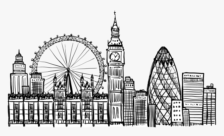 London Skyline Hand Drawn - London Taxi Mumbai Restaurant, HD Png Download, Free Download