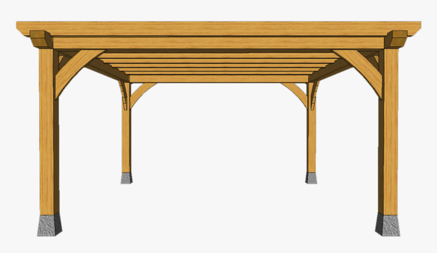 4 Post Oak Pergola With Chanfered Joists 3d Front T1 - Pergola Png, Transparent Png, Free Download