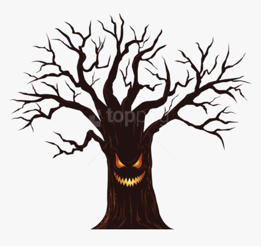 Tree,branch,woody Art,plant Stem,art - Spooky Tree Clipart, HD Png Download, Free Download