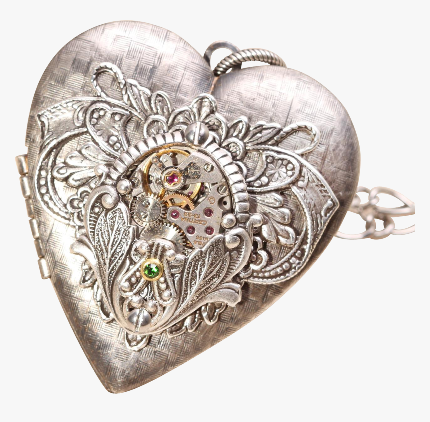 Steampunk Heart Necklace Steampunk Heart Locket Necklace - Locket, HD Png Download, Free Download