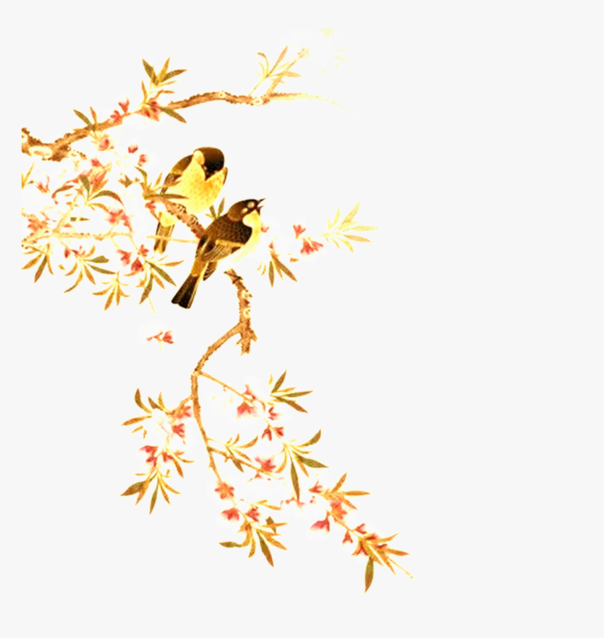 Pintura China De Flor Y Pájaro Png - Illustration, Transparent Png, Free Download