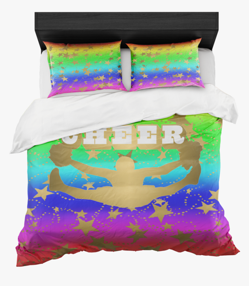 Cheer Silhouette With Stars In Gold And Rainbow Gradient - Duvet, HD Png Download, Free Download