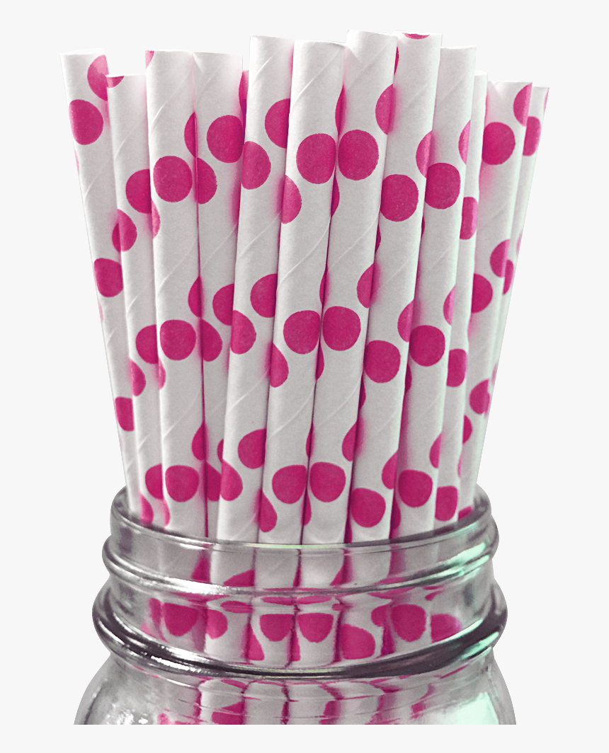 Raspberry Polka Dot 25pc Paper Straws - Drinking Straw, HD Png Download, Free Download