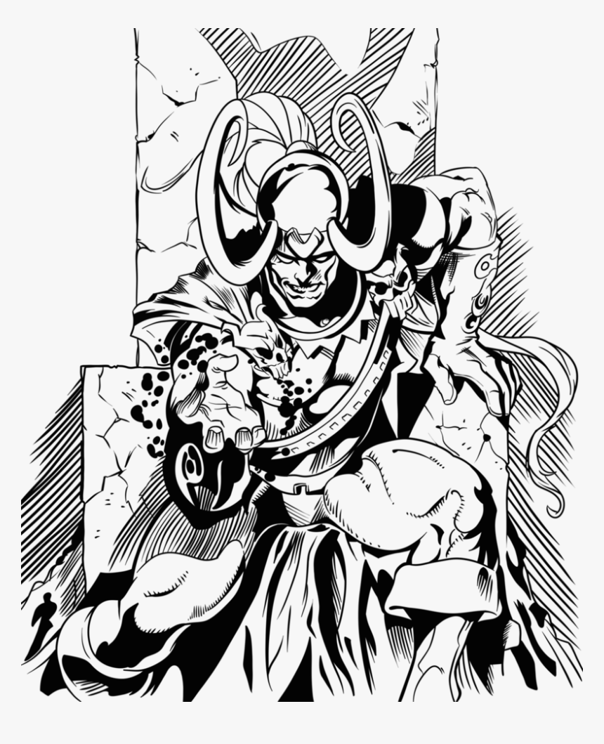 Loki By Puciek On - Marvel Loki Black And White Art, HD Png Download, Free Download