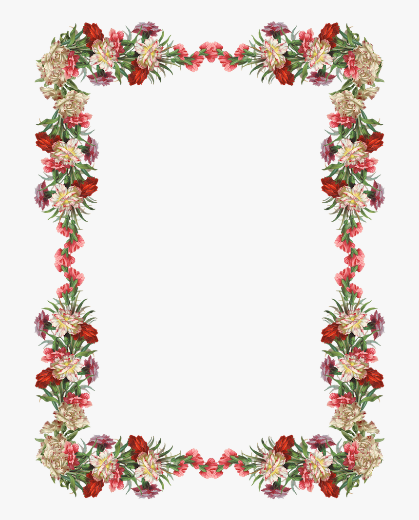 Free Digital Vintage Flower Frame And Border - Flower Border Design Png, Transparent Png, Free Download