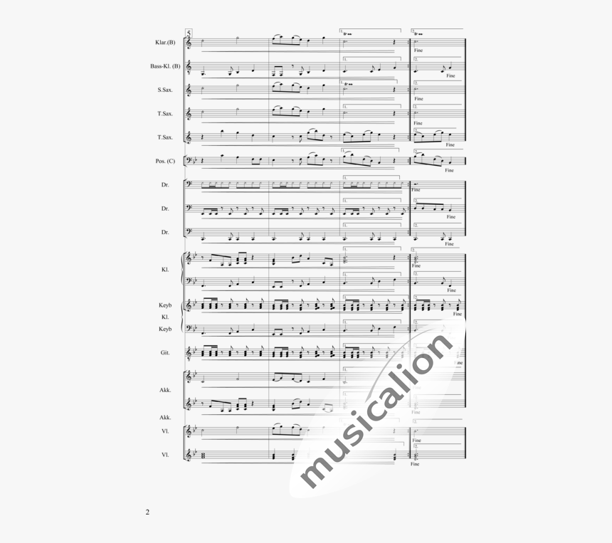 Clarinet B 2 Sx2 Tbn Perc [pf Ky Acc2] Vln2 Eg - Mozart Noten Laudate Dominum Pdf, HD Png Download, Free Download