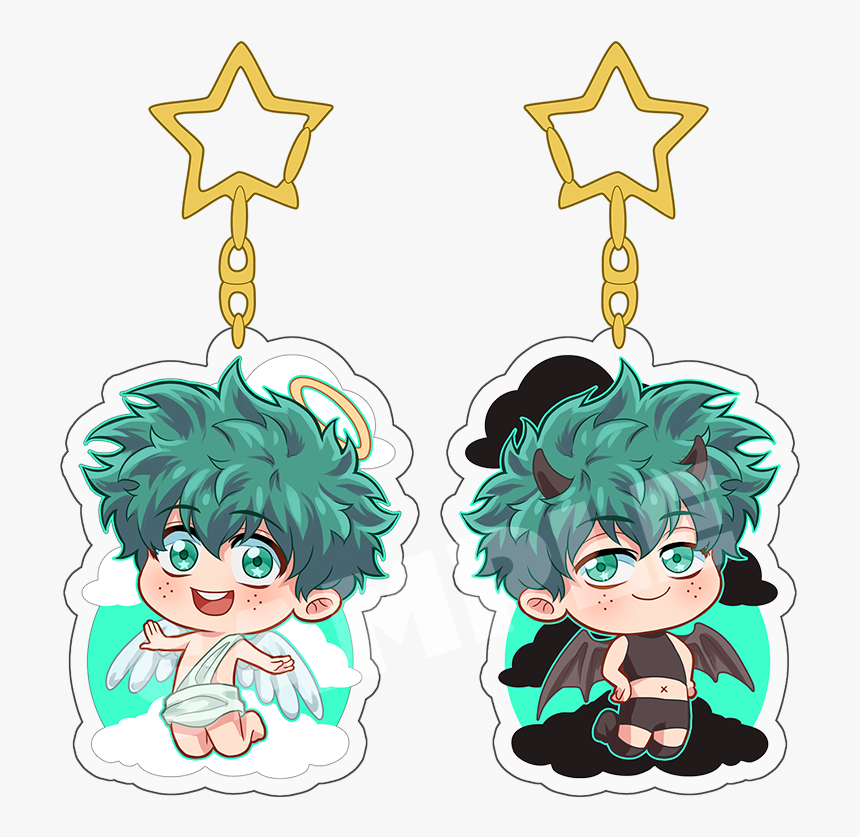 Bnha Angel/devil Deku Acrylic Charm Title= - Heart And Star Coloring Pages, HD Png Download, Free Download