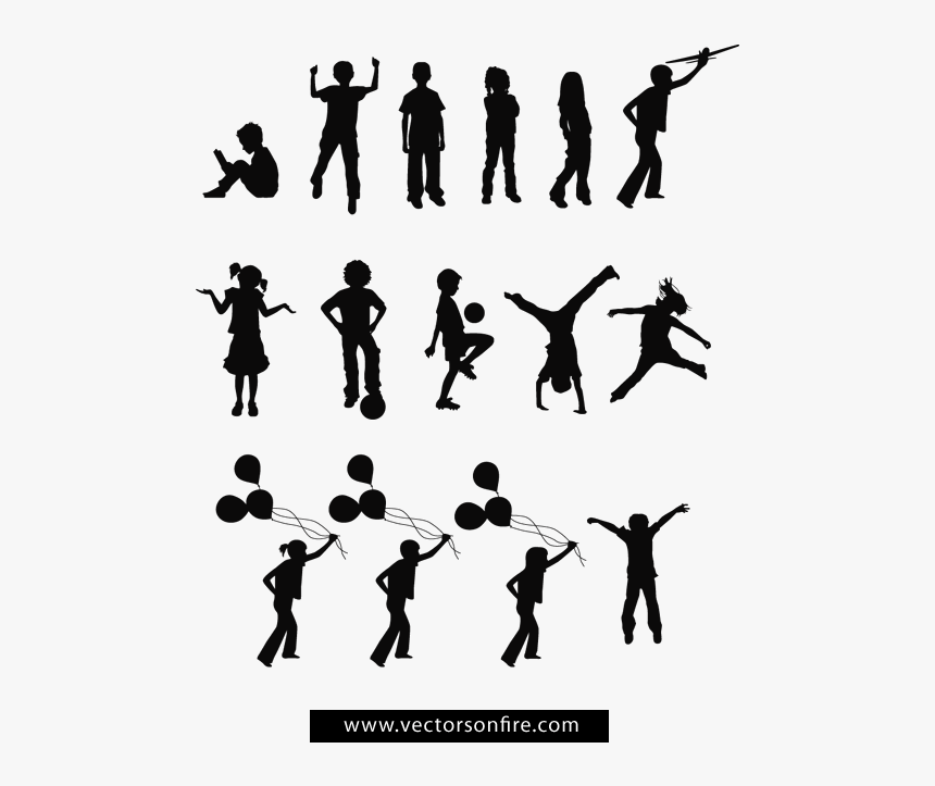 Kids Playing Silhouette Png - Free Vector Children, Transparent Png, Free Download