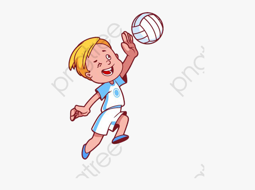 Cartoon Kids Playing Volleyball - Cartoon Kid Playing Volleyball Png, Transparent Png, Free Download