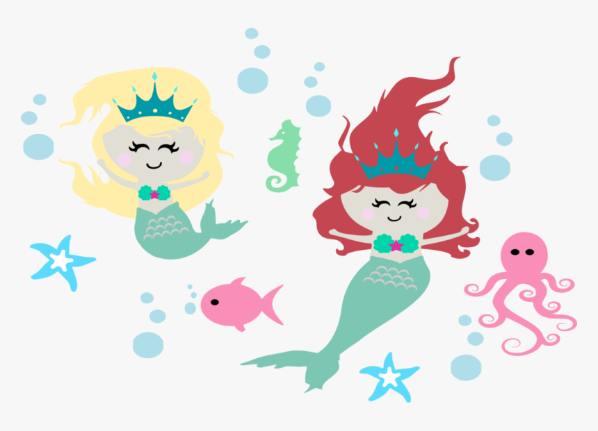 Cute Mermaid Vector - Cartoon, HD Png Download, Free Download