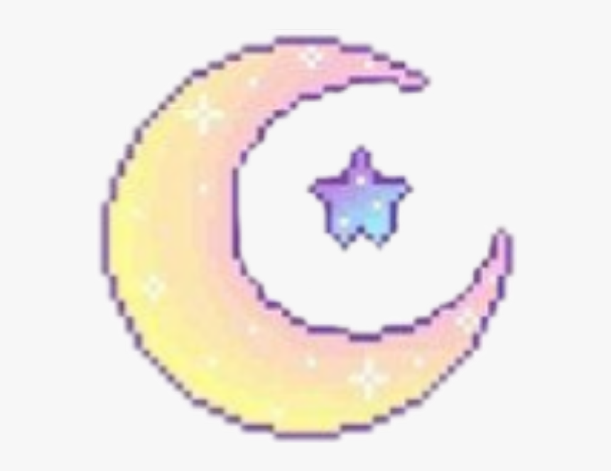 #moon #yellow #shine #star #purple #blue #aesthetic - Aesthetic Moon Transparent Pixel, HD Png Download, Free Download