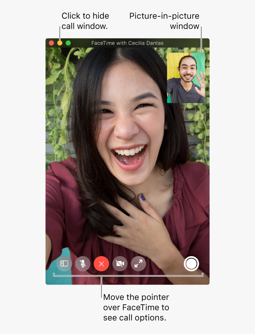 Move The Pointer Over The Facetime Window To See Call - Facetime, HD Png Download, Free Download