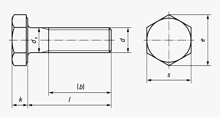 Hex Head Machine Bolt - M12 Bolt Dimensions, HD Png Download, Free Download